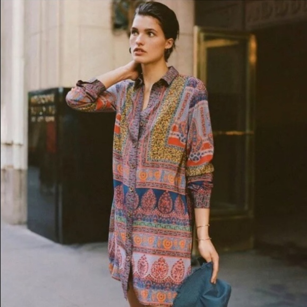 Anthropologie Maeve Casablanca Silk Shirt Dress 4. Excellent Condition.